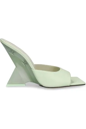 The Attico Heeled Mules, female, , Size: 6 US Leather Sandals with Plexiglass Heel