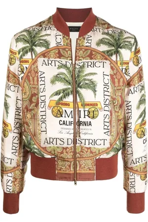 AMIRI Bomber Jackets, male, , Size: L Printed Silk Jacket with Ribbed Trims