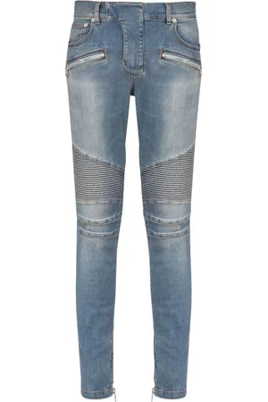 Balmain Slim-fit Jeans, male, , Size: W30 Indigo Distressed Denim Jeans