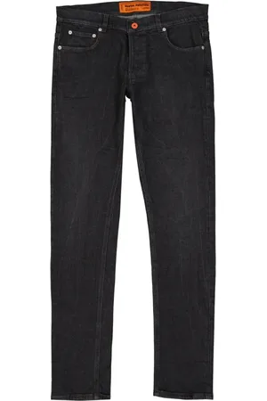 Heron Preston Straight Jeans, male, , Size: W33 Slim Denim Jeans with Logo Patch