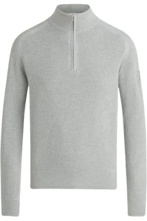 Belstaff Turtlenecks, male, , Size: M Light Grey Quarter Zip Jumper