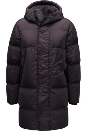 Stone Island Down Jackets, male, , Size: S Dark Burgundy Nylon Down Parka