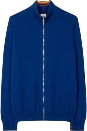 Paul Smith Zip-throughs, male, , Size: L Cobalt Cashmere Cardigan