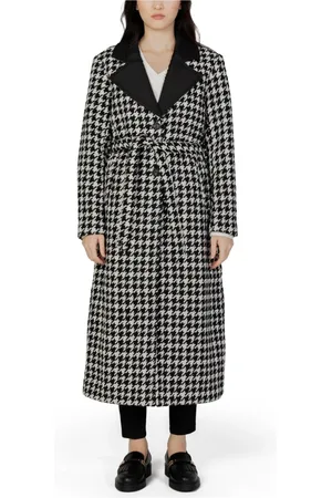 ONLY Belted Coats, female, , Size: M Classic Checked Long Sleeve Coat