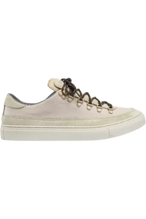 Diemme Sneakers, male, , Size: 8 US Ecru Low Sneakers with Metallic Hardware