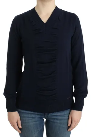 Costume National V-neck Knitwear, female, , Size: S Elegant V-Neck Pullover in Dark