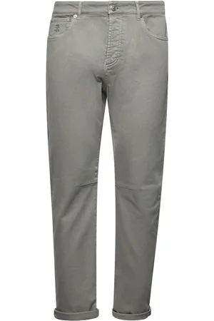 Brunello Cucinelli Slim-fit Jeans, male, , Size: 3XL Asymmetric Button-Front Silk Blouse