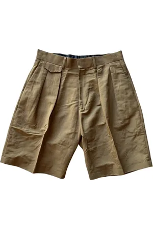 Paul Smith Short Shorts, female, , Size: W30 Camel Linen-Blend Double-Pleat Shorts