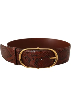 Dolce & Gabbana Belts, female, , Size: 70 CM Exotic Leather Gold Oval Buckle Belt