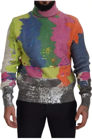Dolce & Gabbana Turtlenecks, male, , Size: XS Stunning Turtleneck Sweater with TV Motive