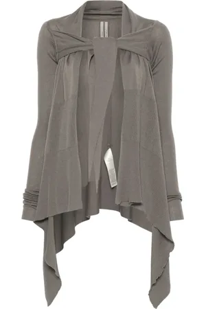 Rick Owens Cardigans, female, , Size: L Grey Wool Knotted Sweater