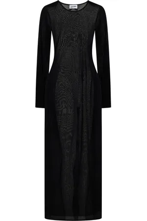 Jean Paul Gaultier Maxi Dresses, female, , Size: M Crewneck Velvet Stripe Tight Fit