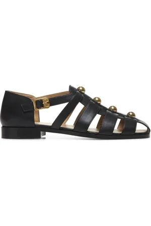VALENTINO GARAVANI Flat Sandals, male, , Size: 10 1/2 US Cage Sandals with Metal Detailing