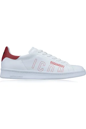 Dsquared2 Sneakers, male, , Size: 13 US Leather Lace-Up Sneakers with Brand Print