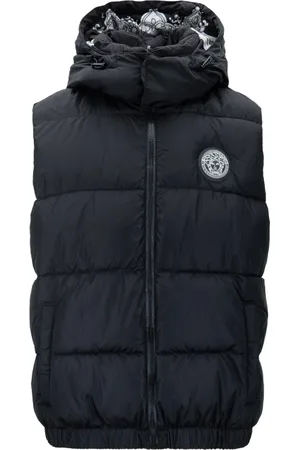 VERSACE Vests, male, , Size: 2XL Reversible Sleeveless Hooded Puffer Jacket