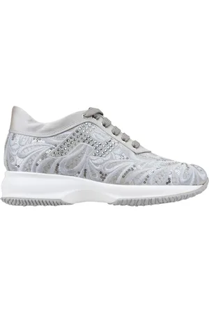 Hogan Sneakers, female, , Size: 6 US Sequin Pattern Fabric Lace-Up Sneakers