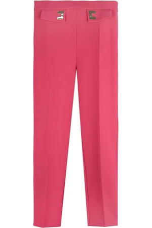 Elisabetta Franchi Slim-fit Trousers, female, , Size: L Gold Zipper Tapered Fit Pants