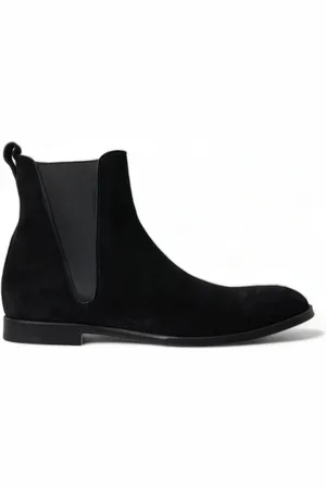 Dolce & Gabbana Chelsea Boots, male, , Size: 10 US Elegant Velvet Boots for Men