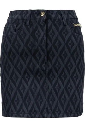 Elisabetta Franchi Short Skirts, female, , Size: S Logo Patterned Denim Skirt with Pockets