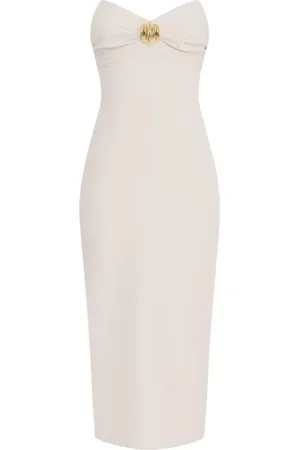 Elisabetta Franchi Midi Dresses, female, , Size: S White Elegant Midi Dress with Bow