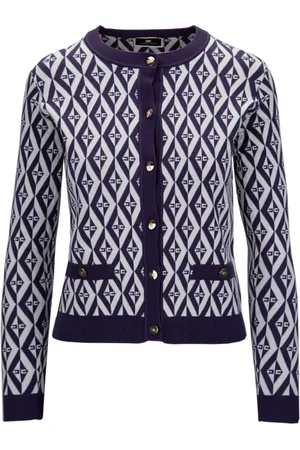 Elisabetta Franchi Cardigans, female, , Size: XS Logo Patterned Buttoned Cardigan