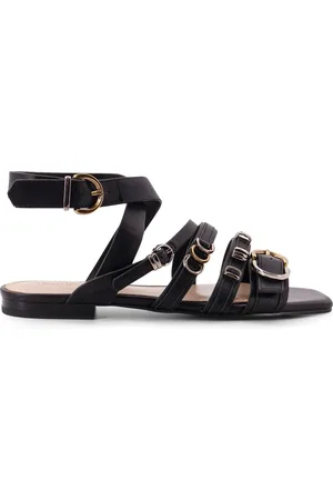 Pinko Flat Sandals, female, , Size: 9 US Leather Sandals with Adjustable Straps