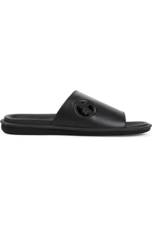 Giorgio Armani Sliders, male, , Size: 11 US Leather Sandals Stylish Comfort