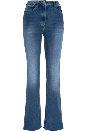 Elisabetta Franchi Flared Jeans, female, , Size: W27 Gold Button Zipper Skinny Jeans