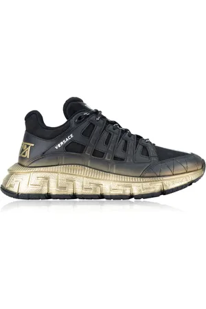 VERSACE Sneakers, male, , Size: 10 US Greek Motif Leather Sneakers Lace-up