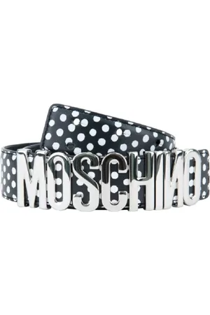 Moschino Belts, female, , Size: M Polka Dot Leather Belt with Silver Branding