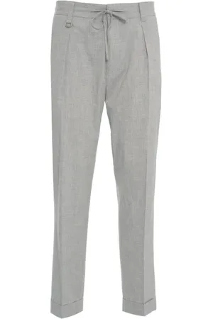 Paolo Pecora Slim-fit Trousers, male, , Size: S Grey Chino Trousers with Drawstring Waistband