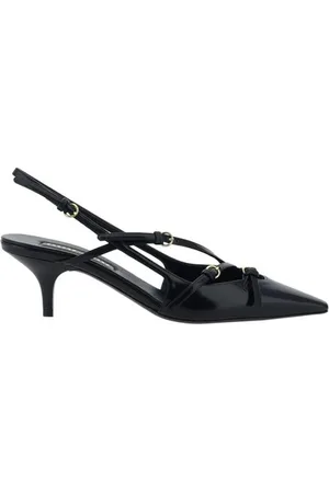 Miu Miu Pumps, female, , Size: 6 1/2 US Leather Kitten Heel Pumps with Straps