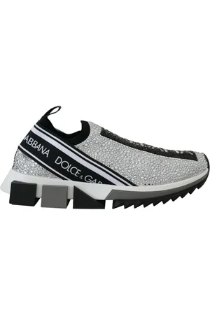 Dolce & Gabbana Sneakers, female, , Size: 7 1/2 US Silver Rhinestone Slip-on Sneakers