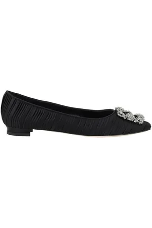 Manolo Blahnik Ballerinas, female, , Size: 8 1/2 US Satin Ballerinas with Swarovski Detailing