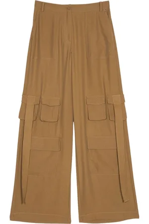 Twin-Set Wide Trousers, female, , Size: M Cargo trousers with crêpe de Chine