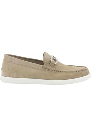 Fendi Loafers, male, , Size: 6 US Suede Loafers with Logo Embellishment