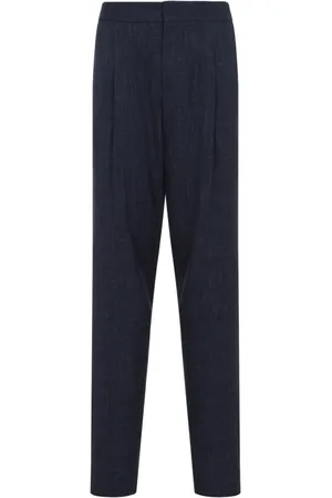 Giorgio Armani Slim-fit Trousers, male, , Size: L Wool Linen Silk Trousers