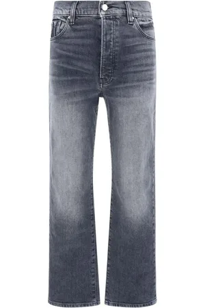 AMIRI Straight Jeans, female, , Size: W25 Leather Patch Straight-Leg Denim Pants