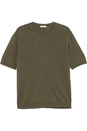 Boglioli T-Shirts, male, , Size: XL Ribbed Olive T-shirt