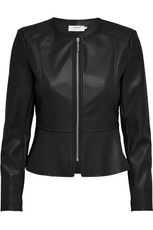 ONLY Leather Jackets, female, , Size: XS Polyurethane Round Neck Jacket