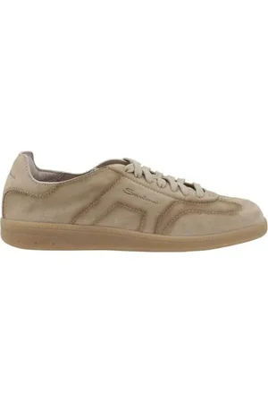 santoni Sneakers, male, , Size: 11 US Suede Lace-Up Sneakers with Flat Sole