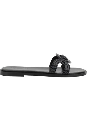 VERSACE Sliders, female, , Size: 7 US Iconic Slip-On Sandals with Medusa Logo