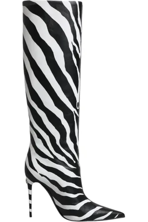 Dolce & Gabbana Heeled Boots, female, , Size: 8 1/2 US Zebra Print High Heel Leather Boots