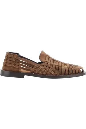 Brunello Cucinelli Loafers, male, , Size: 8 1/2 US Caged Weave Leather Slip-On Loafers