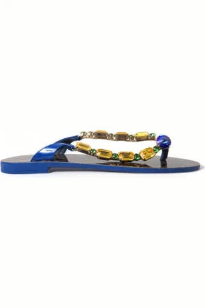 Dolce & Gabbana Flip Flops, female, , Size: 7 1/2 US Leather Flat Sandals Elegant Style