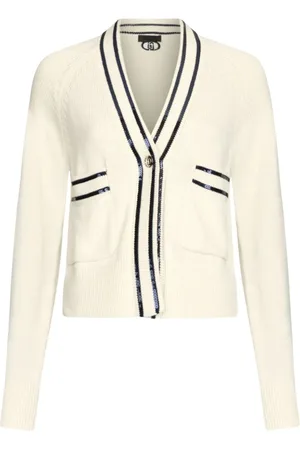 Liu Jo Cardigans, female, , Size: L White Blue Sweater Elegant Chic Style