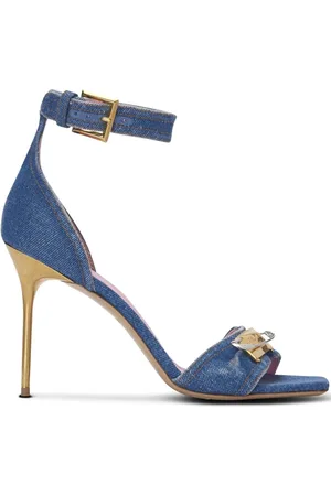 Balmain High Heel Sandals, female, , Size: 6 US Denim Ankle Jeans with Gold Detail