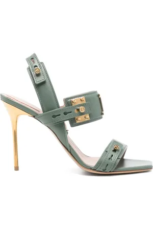 Balmain High Heel Sandals, female, , Size: 8 US Leather Sandals with 2 Straps