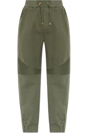 Balmain Slim-fit Trousers, male, , Size: W31 Trousers with appliqué
