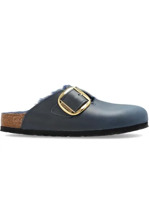 Birkenstock Mules, female, , Size: 5 US Boston Big Buckle Shearling Slides